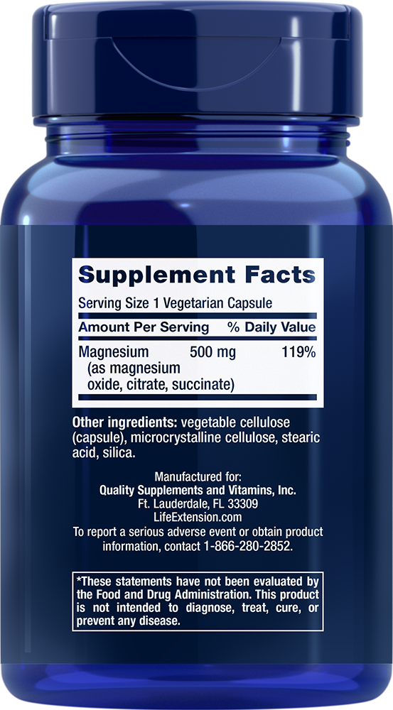 Life Extension Magnesium Caps 500 mg – Högdos Magnesium (100 kap) - 2