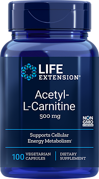 Life Extension Acetyl-L-Carnitine 500 mg – Energi & Fokus (100 kap)