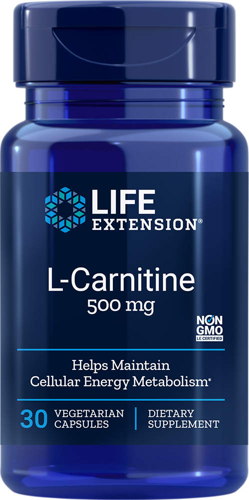 Life Extension L-Carnitine 500 mg – Aminosyra för Energi (30 kap)