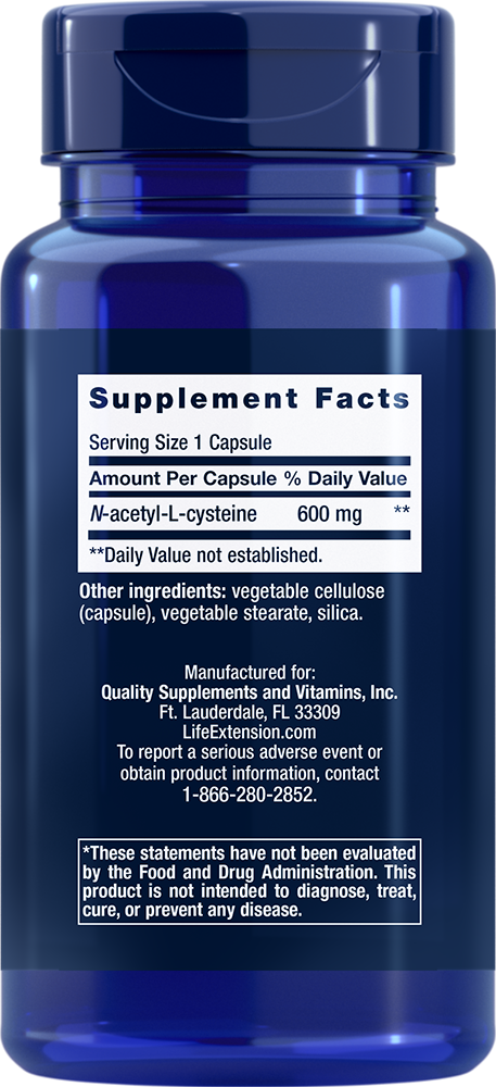 Life Extension N-Acetyl-L-Cysteine 600 mg – NAC Antioxidant (60 kap) - 2