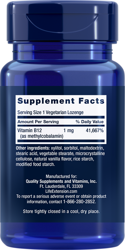 Life Extension Vitamin B12 Methylcobalamin 1 mg – Metylkobalamin - 2