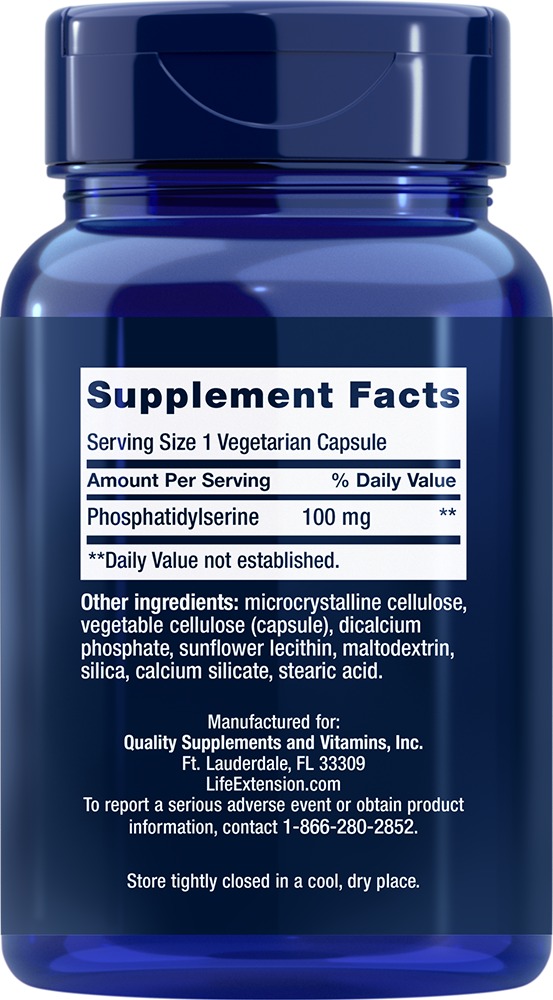 Life Extension PS Phosphatidylserine 100 mg – Minne (100 kapslar) - 2
