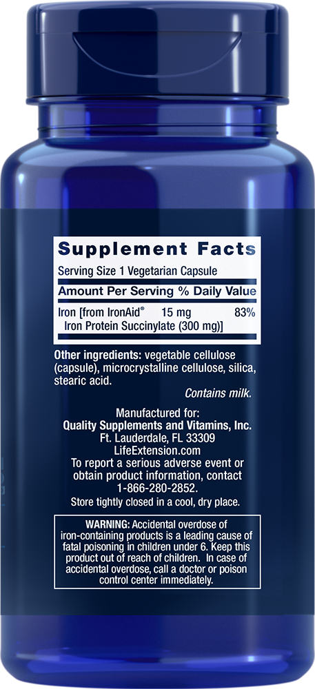 Life Extension Iron Protein Plus – Skonsamt Järntillskott (100 kap) - 2