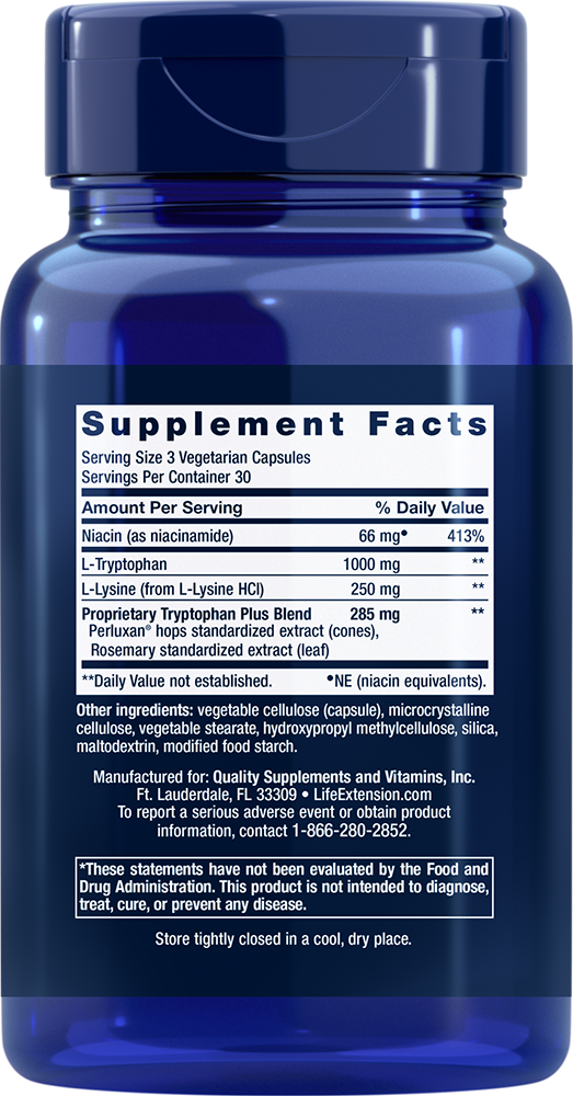 Life Extension Optimized Tryptophan Plus – Sömn & Humör (90 kap) - 2
