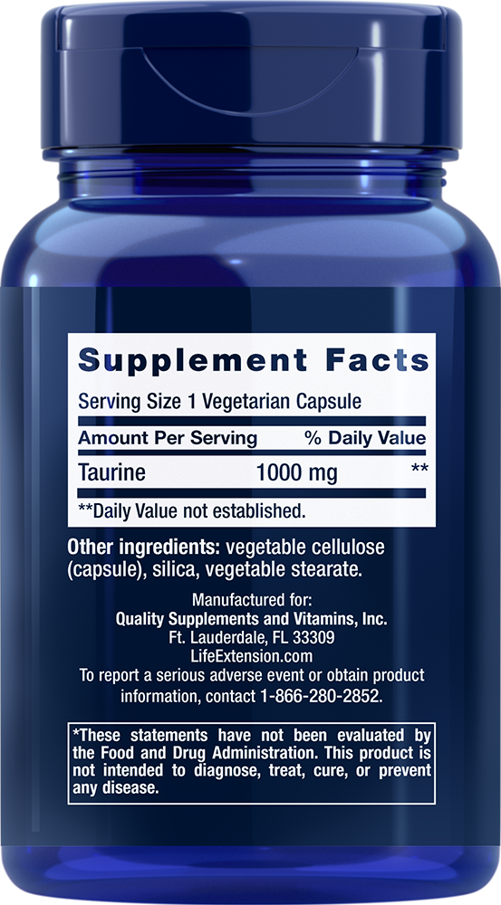 Life Extension Taurine 1000 mg – Aminosyra för Hjärta & Muskler - 2