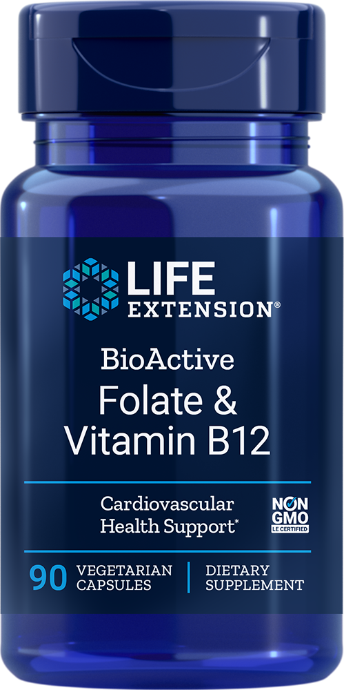 Life Extension BioActive Folate & Vitamin B12 – Folsyra (90 kap)