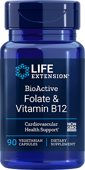 Life Extension BioActive Folate & Vitamin B12 – Folsyra (90 kap)