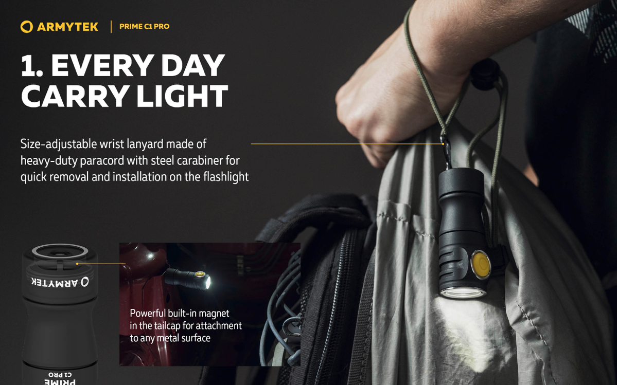 Armytek Prime C1 Pro Magnet Laddning - 1000 Lumen - 3