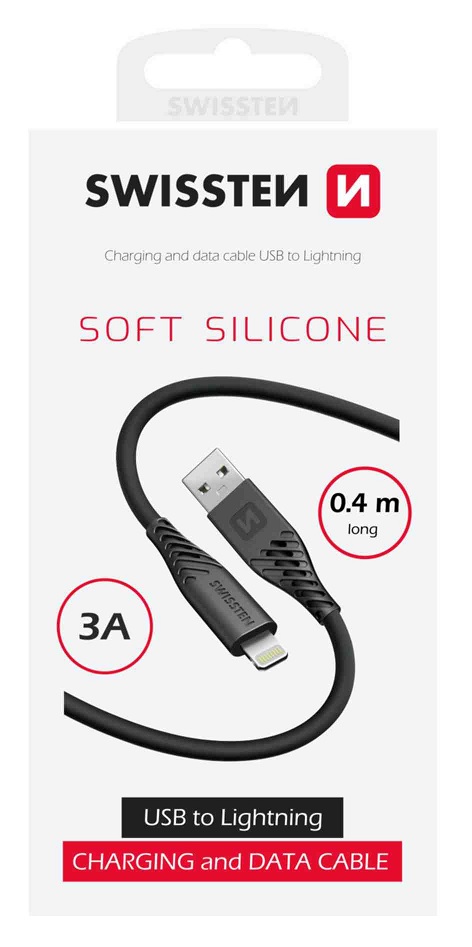 Swissten Soft Silicone USB/Lightning 0,4m