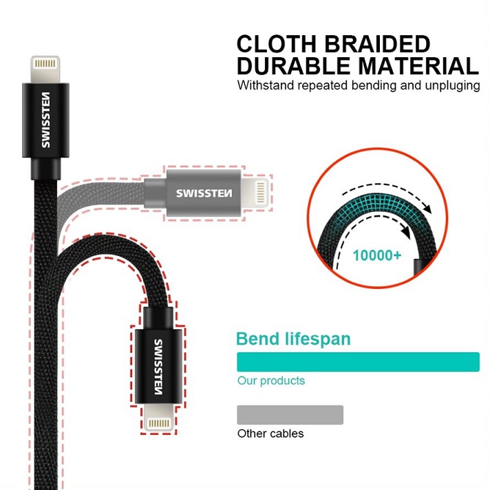 Swissten Textilkabel USB/Lightning 2m - 5