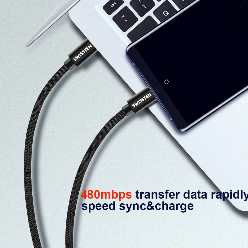 Swissten Textilkabel USB-C/USB-C 2m - 2