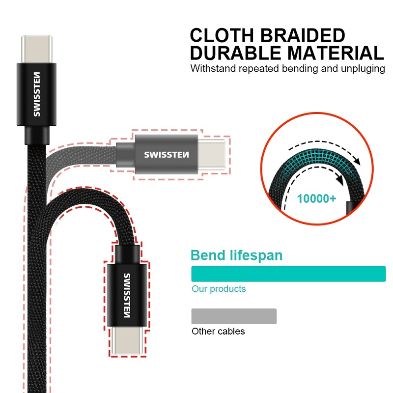 Swissten Textilkabel USB-C/Lightning C 2m - 5