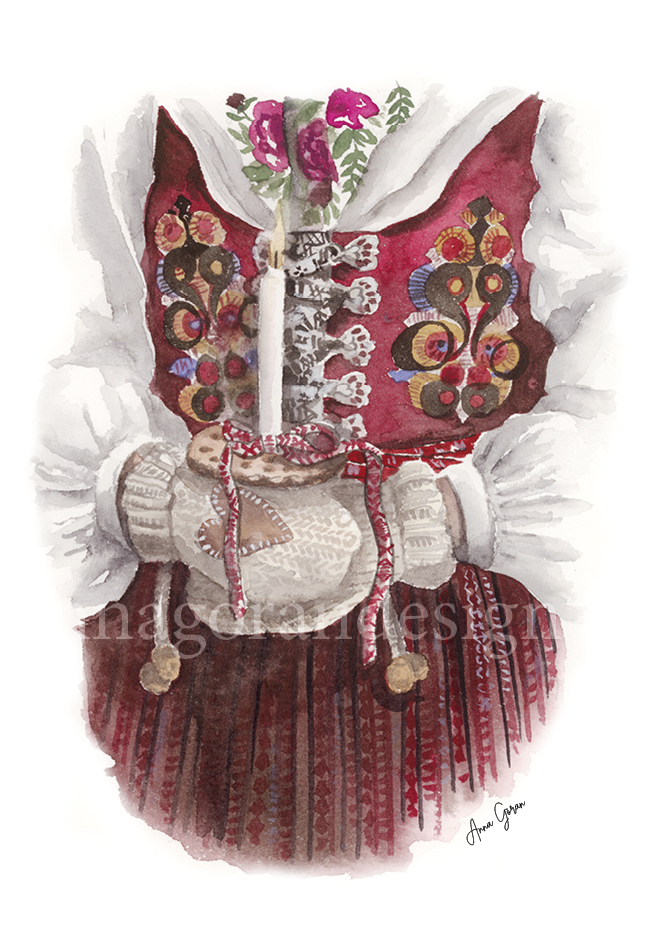 Julkort  - Lucia i Leksandsdräkt  - 2