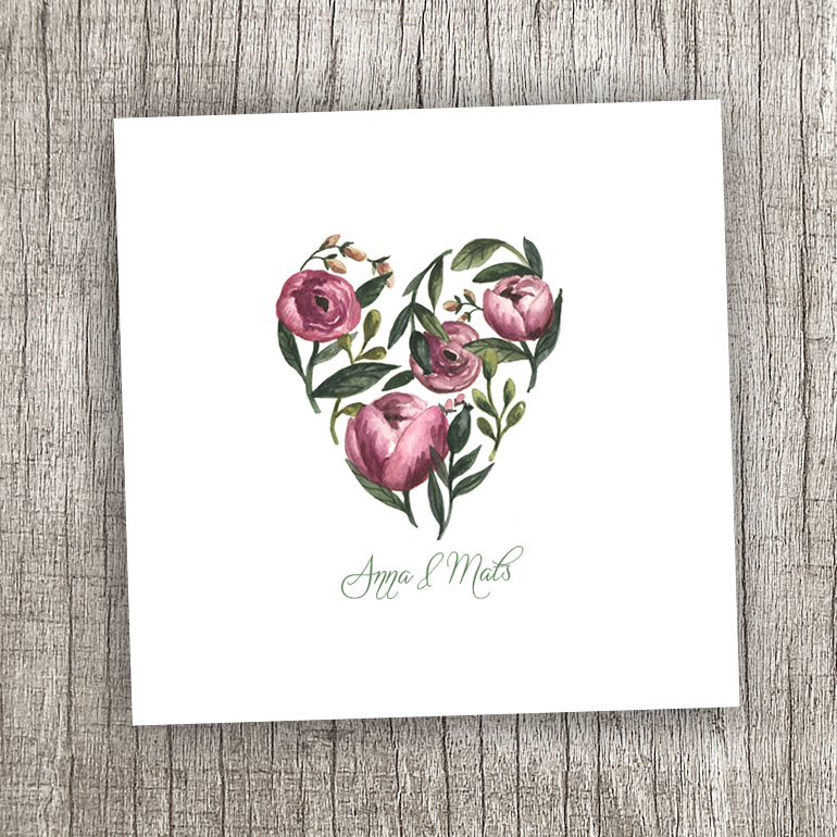 Floral heart - dubbelt kort