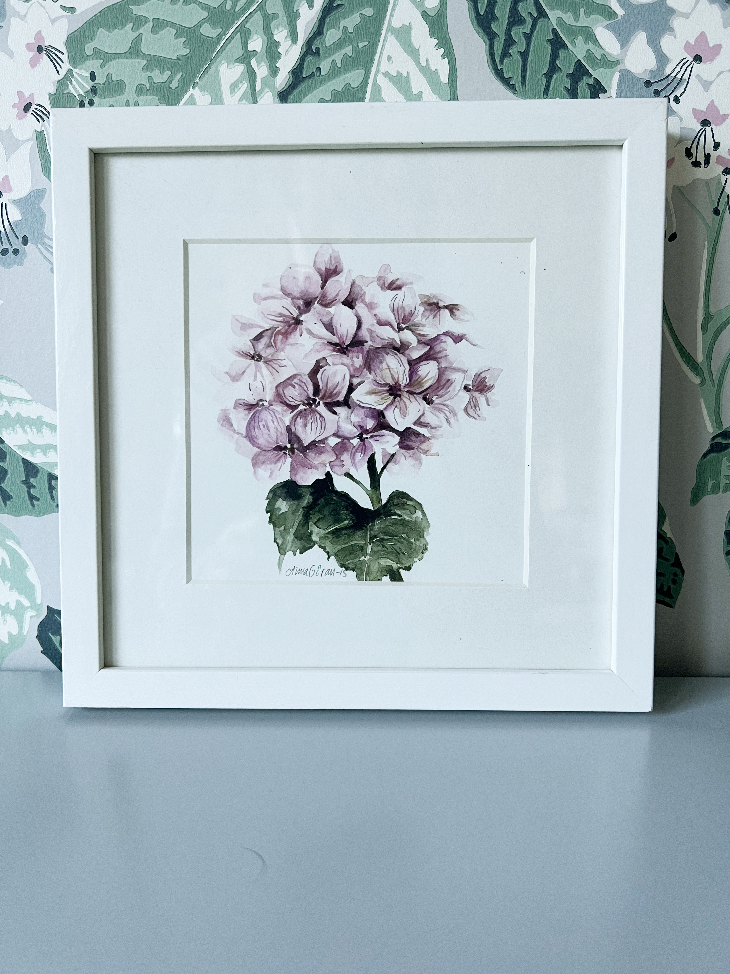 Rosa hortensia - Akvarell original 
