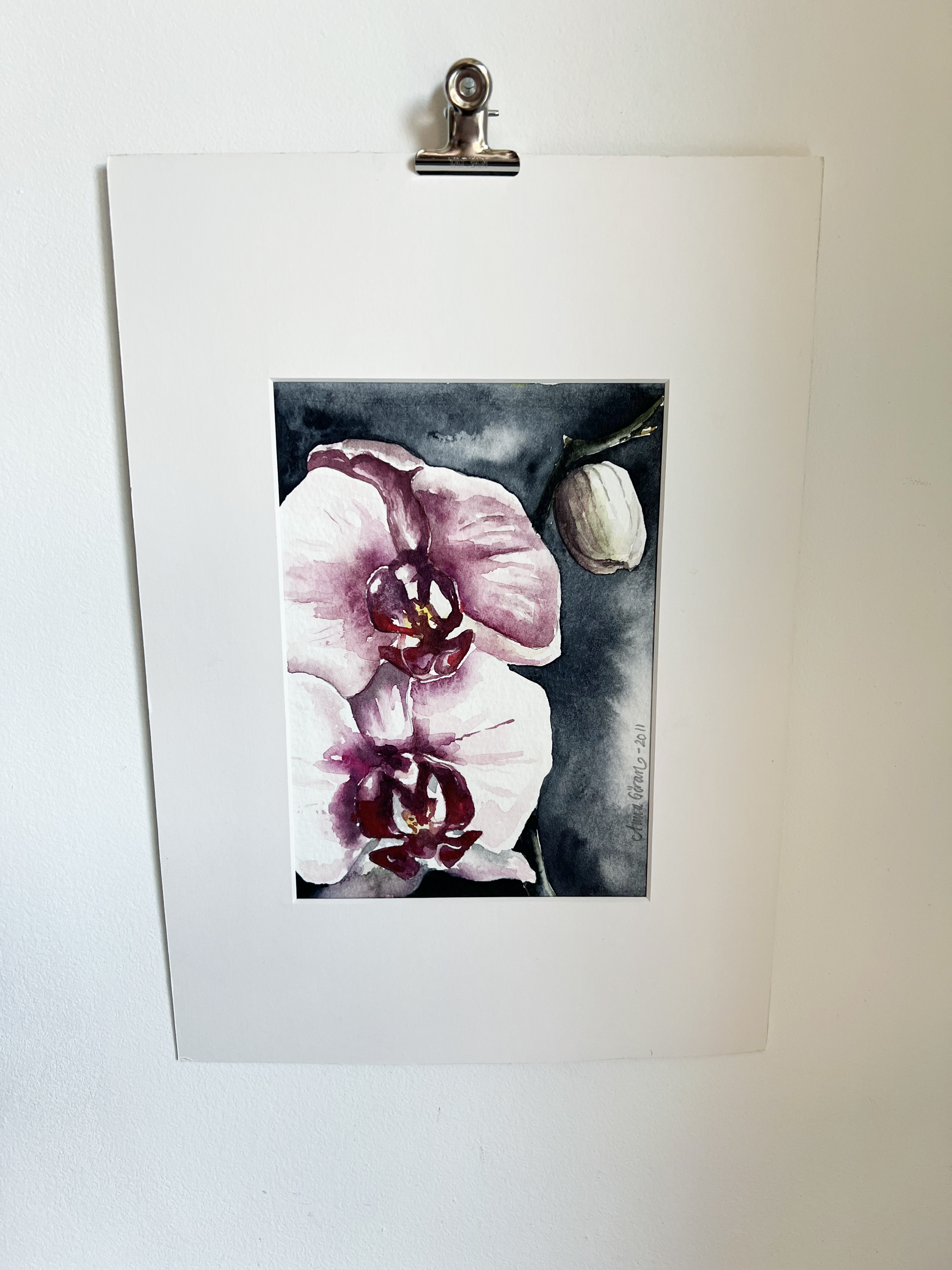 Orkide rosa par  - Akvarell original 