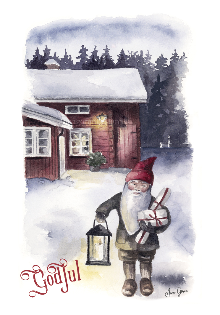 Julkort  - Julaftonskväll 