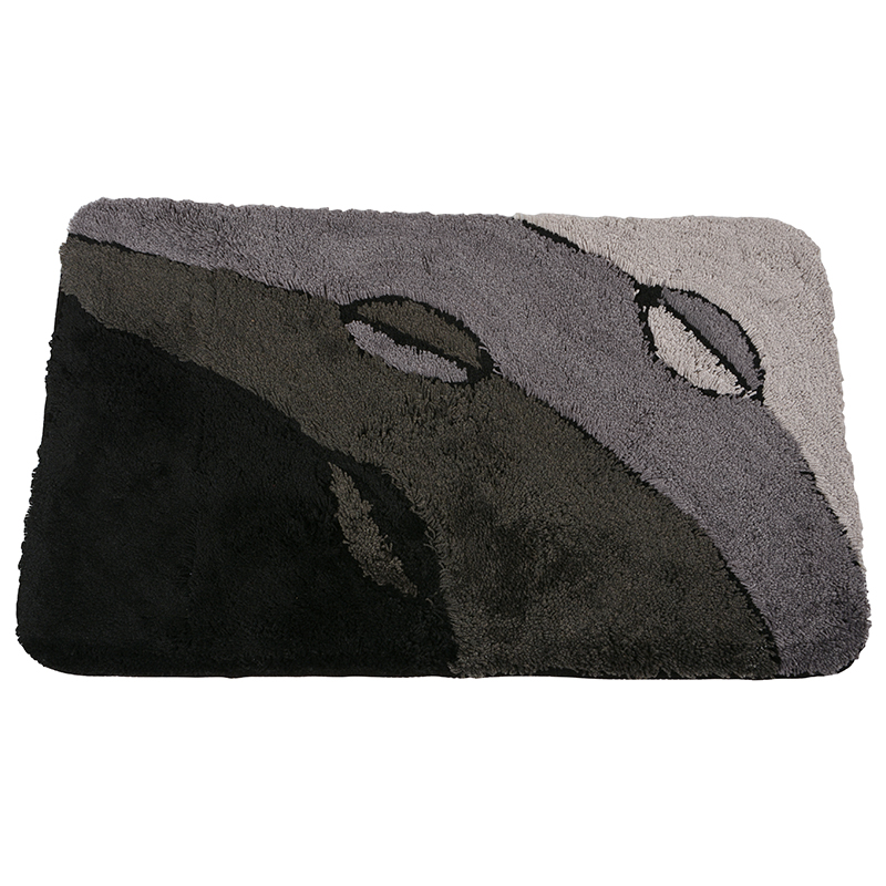 Badrumsmatta Leaf svart 50x80 cm