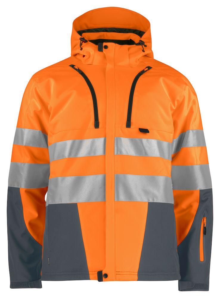 6420 FODRAD SOFTSHELLJACKA EN ISO 20471 KLASS 3/2 ORANGE/GRÅ