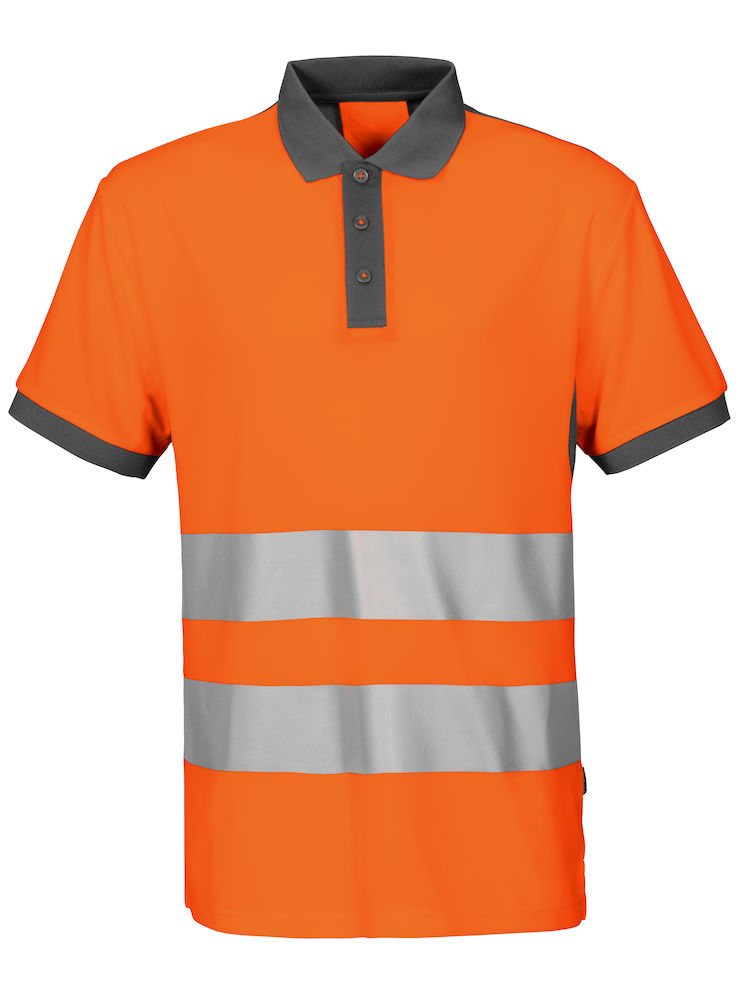 6008 PIKÉ EN ISO 20471 KLASS 2 ORANGE/GRÅ