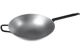 WOK Ø 38 CM, RUND BOTTEN 6,7 L Kolstål