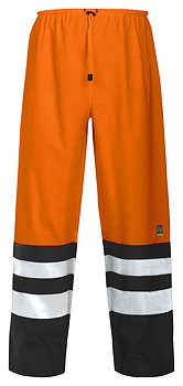 6504 REGNBYXOR EN ISO 20471 KLASS 2 ORANGE/SVART