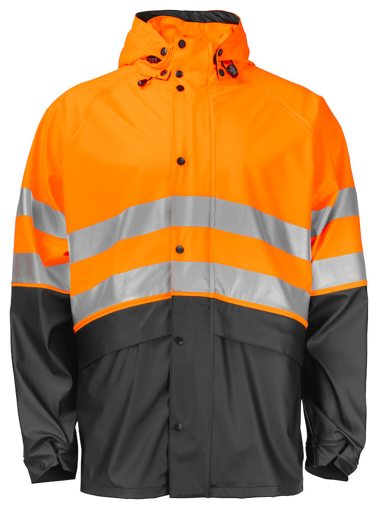 6431 REGNJACKA KORT EN ISO 20471 KLASS 3/2 ORANGE/SVART