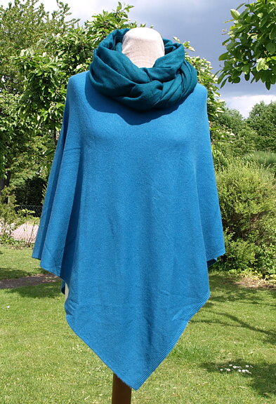 Poncho Jeans Blå ull & kashmir