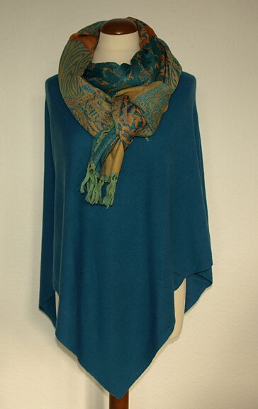 Poncho Jeans Blå ull & kashmir
