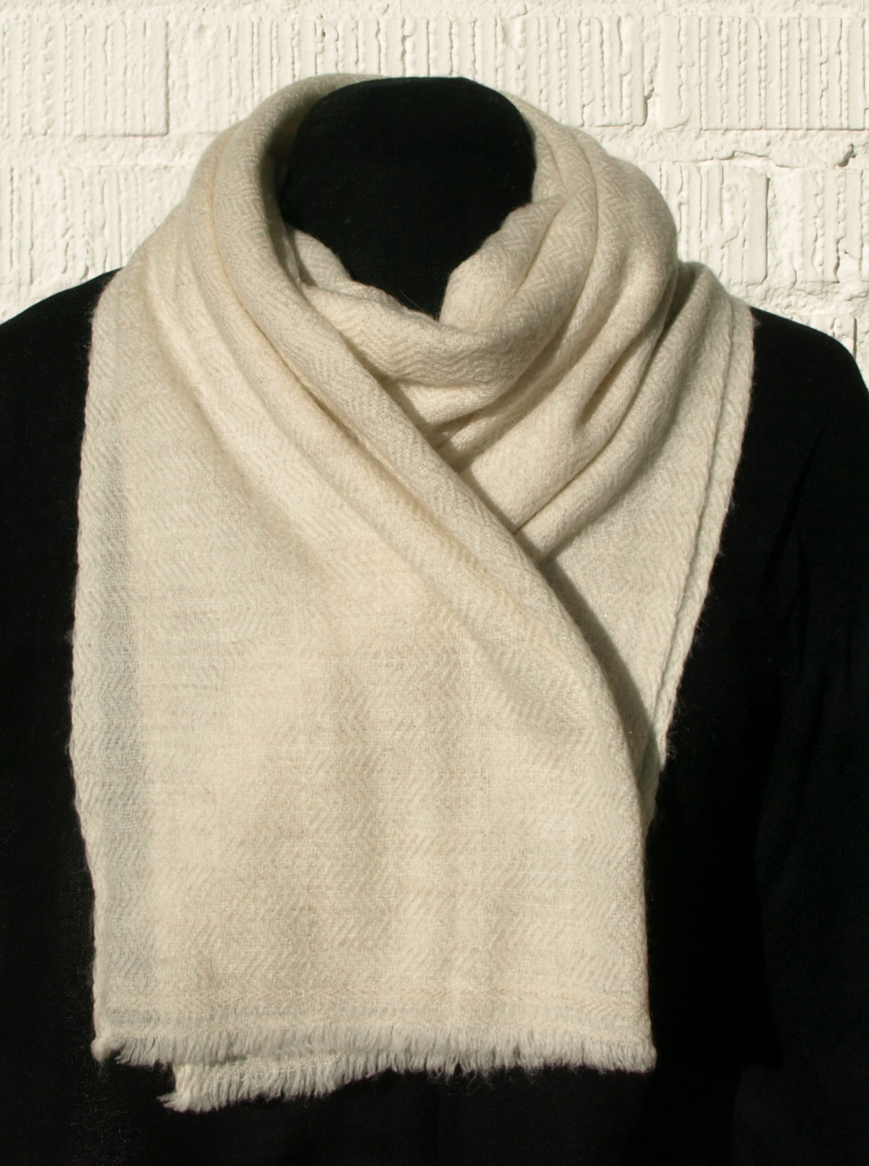 Sjal Unisex Ullblandning Diamantkypert Vit