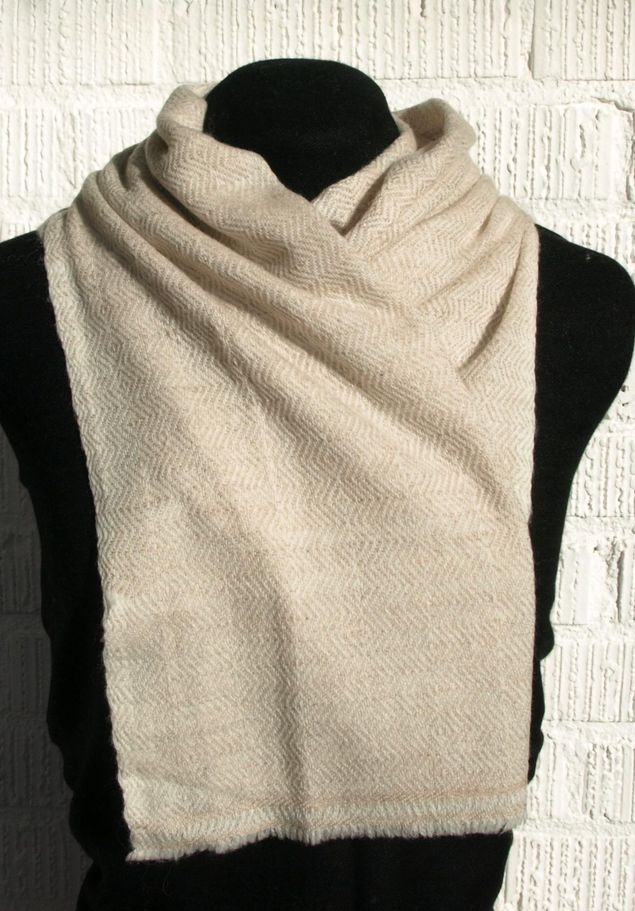 Sjal Unisex Ullblandning Diamantkypert Beige