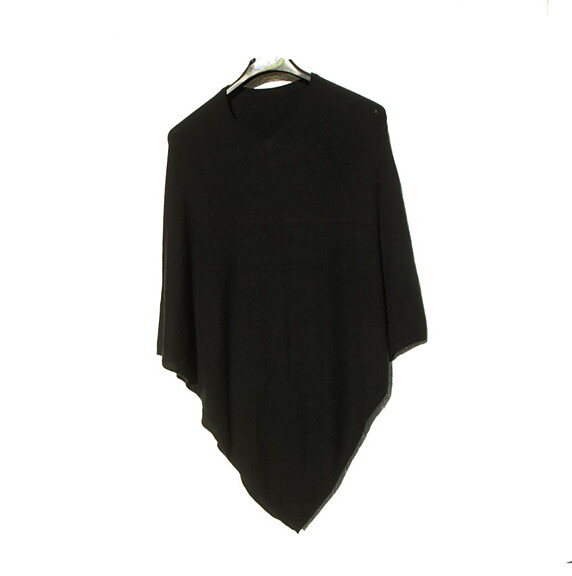 Poncho Svart Ull & kashmir
