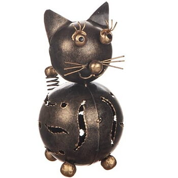 Rund katt i plåt, plåtkatt, 15 cm 