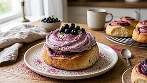 Himmelska svartvinbärsbullar med cream cheese-frosting