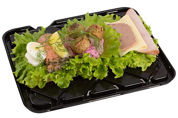 Landgång med skinka, köttbullar, ägg & leverpastej