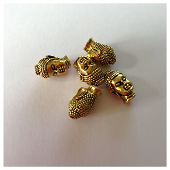 Buddha-huvud -1st, guldton, 1,3cm x1cm, 