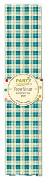 Teal Plaid, Papperssugrör, 12st, Jillibean Soup 