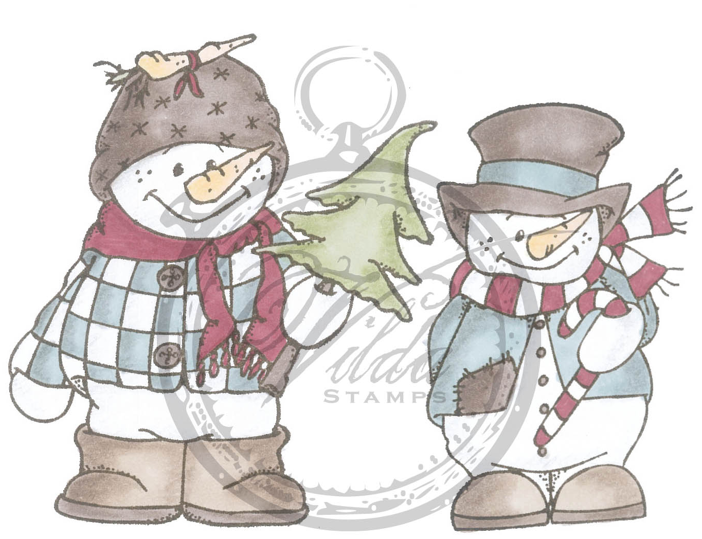 Två snögubbar, Vilda Stamps, - 2