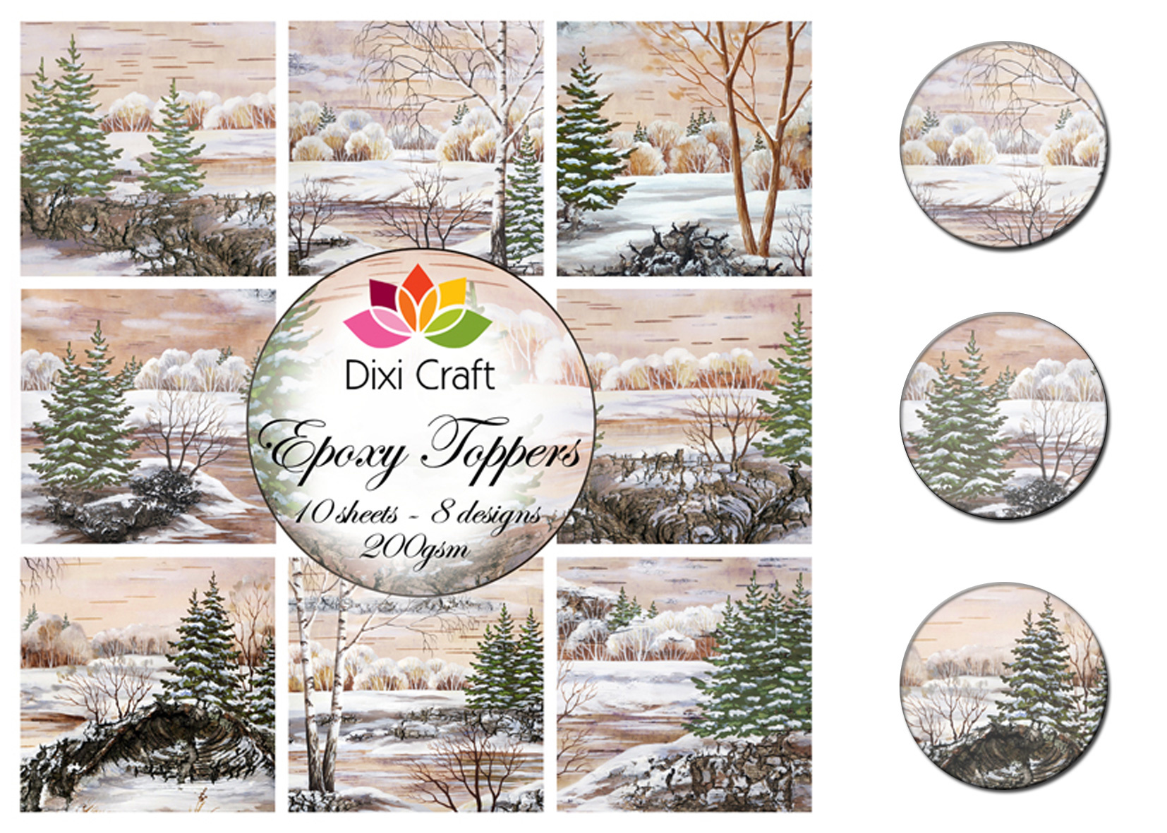 Epoxy Toppers, 10 ark, 200gsm, Dixi Craft