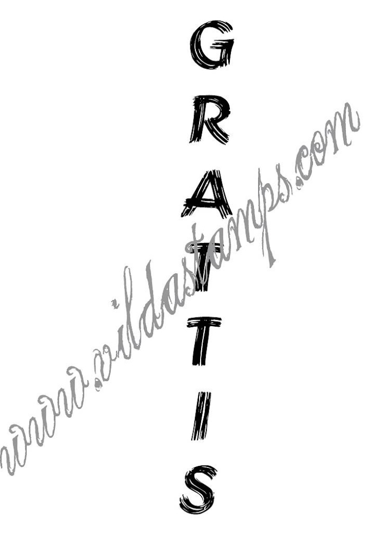 "Grattis" (stående, penseldrag), Vilda Stamps,