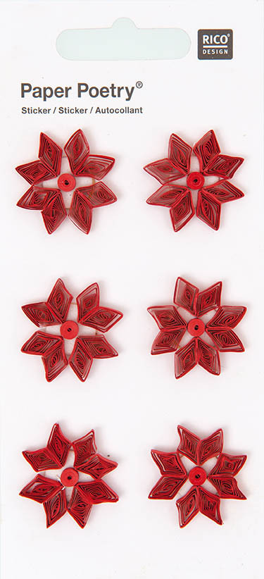 Poinsettas 6st , Quilling Stickers, Rico Design