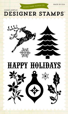 Happy holidays - clearstamps,  8st olika,  Echo park paper co.