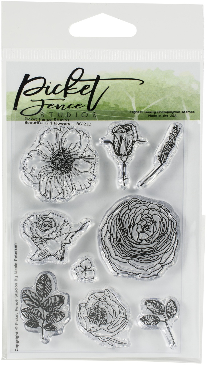 Beautiful Girl Flowers, Clear Stamps,  Picked Fence Studios