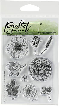 Beautiful Girl Flowers, Clear Stamps,  Picked Fence Studios