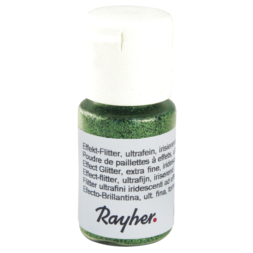 Glitter extra fint - grön, 10ml, Rayher
