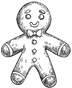 Pepparkaksgubbe, 32x40mm, Gummistäpel, Reprint