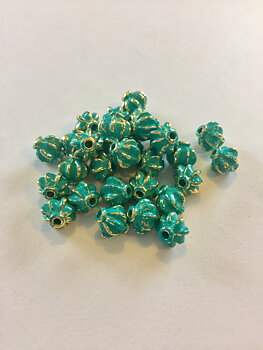 Turkos/Guld metallpärlor, 8mm 50st/53g, 