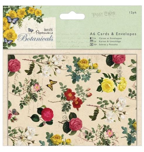 Kort och kuvert, A6, 12st , Botanicals 6 olika kort , två av varje.
