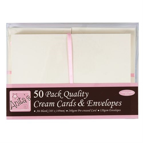 Kort och kuvert 50st, A6, creme, 240 g / m2