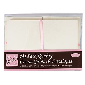 Kort och kuvert 50st, A6, creme, 240 g / m2
